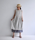 ichi 麻料條紋背心洋裝
