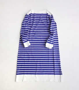 More about ichi 橫條下襬白邊長袖洋裝