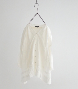 pas de calais V領下擺蕾絲寬上衣