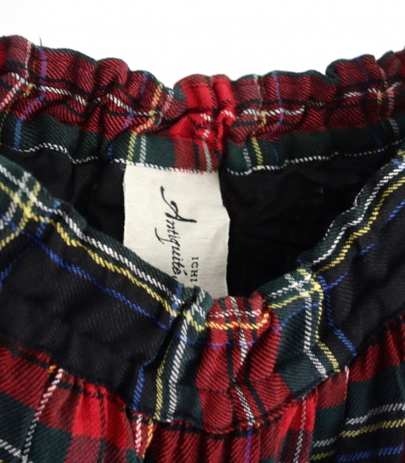ICHI Antiquités 蘇格蘭紋麻毛料裙