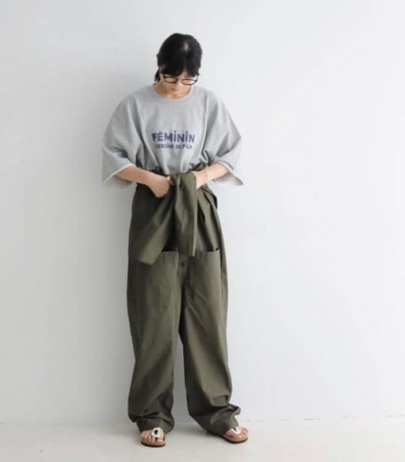 ichi  V領排釦連身工作褲