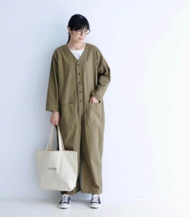 ichi  V領排釦連身工作褲