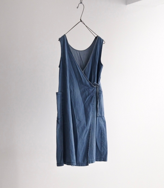 Brocante 牛仔交叉綁帶背心洋裝