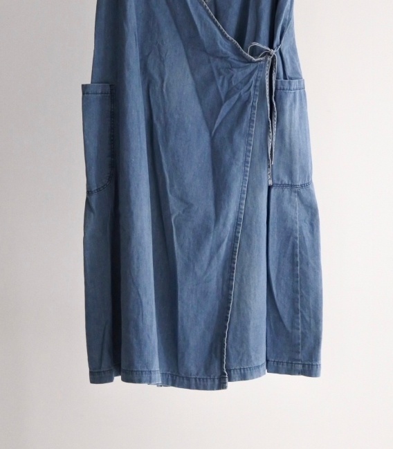 Brocante 牛仔交叉綁帶背心洋裝