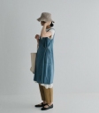 Brocante 牛仔交叉綁帶背心洋裝
