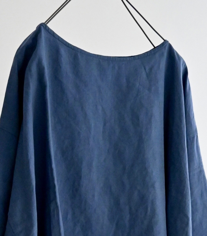 st-943　本麻　単衣　藍鼠色　網目文