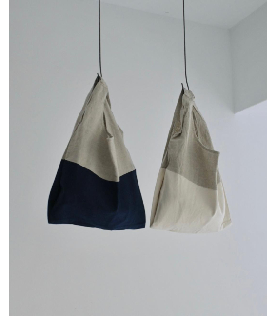 prit  麻料拼接背心式大布包