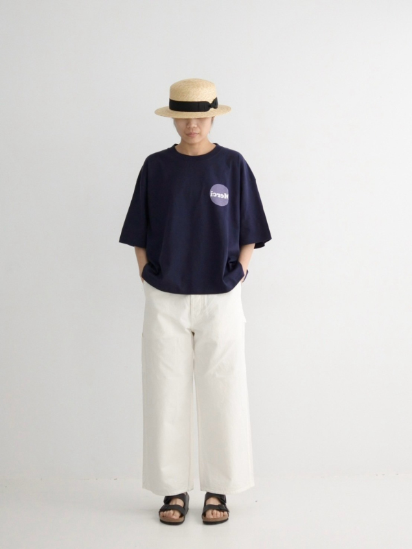 ichi Mer圓形文字落肩寬身棉上衣