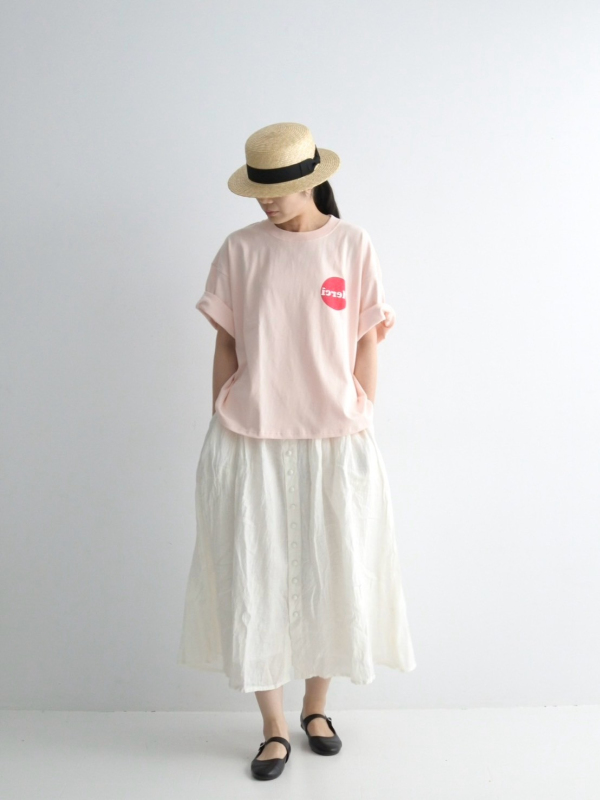 ichi Mer圓形文字落肩寬身棉上衣