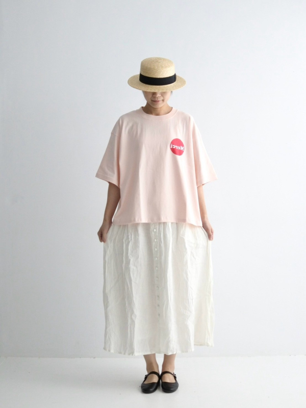 ichi Mer圓形文字落肩寬身棉上衣