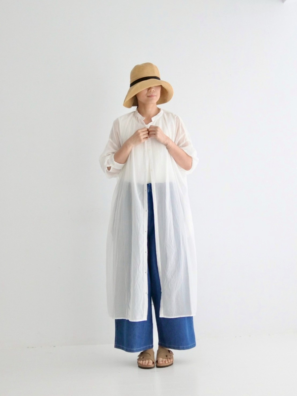 ichi棉紗立領排釦洋裝