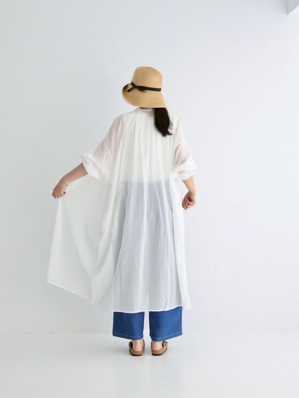 ichi棉紗立領排釦洋裝