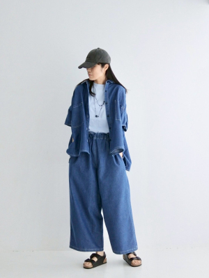 ichi 牛仔抽繩鬆緊帶褲
