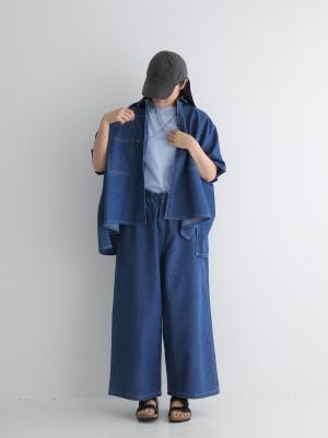 ichi 牛仔寬版襯衫