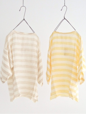 More about ICHI Antiquités 寬橫條澎袖麻料上衣