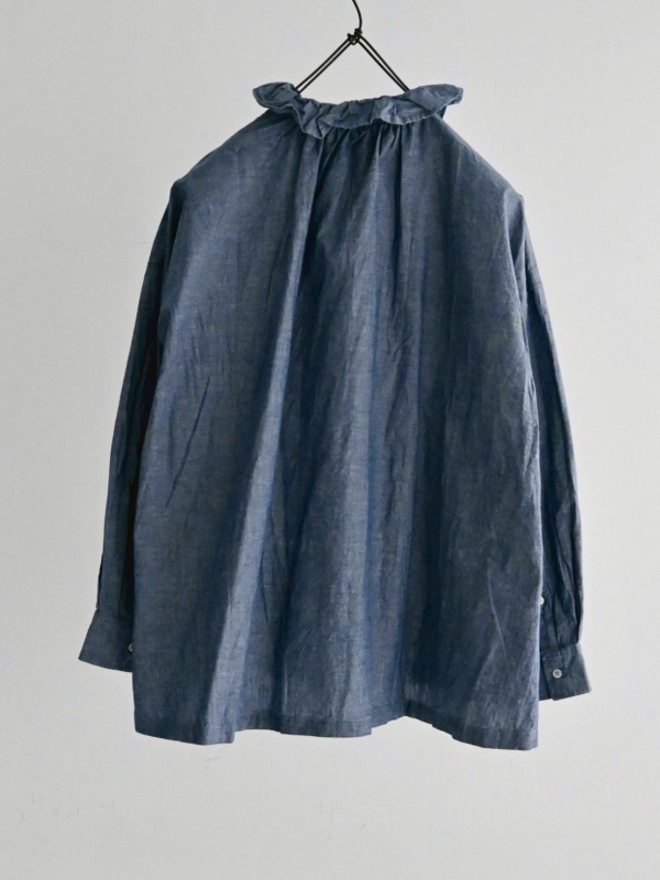 ichi荷葉褶邊領綿襯衫