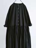 排釦開襟抓皺洋裝