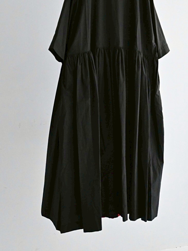 圓領棉質抓皺洋裝