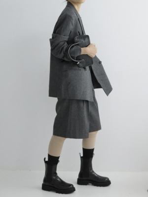 毛料雙排釦西裝外套