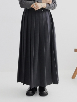 A字百褶開岔長裙