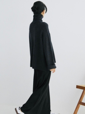 高領側開岔毛料上衣