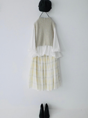 毛料短版編織背心