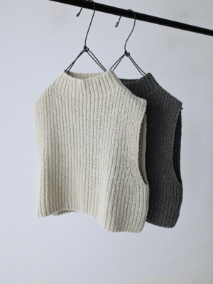 毛料短版編織背心