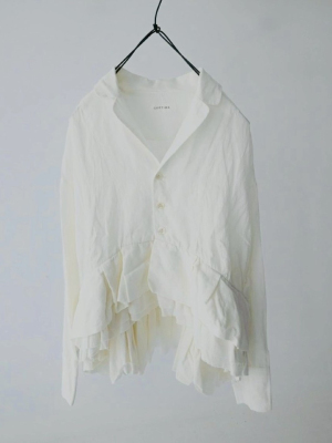 綿麻V領開釦上衣